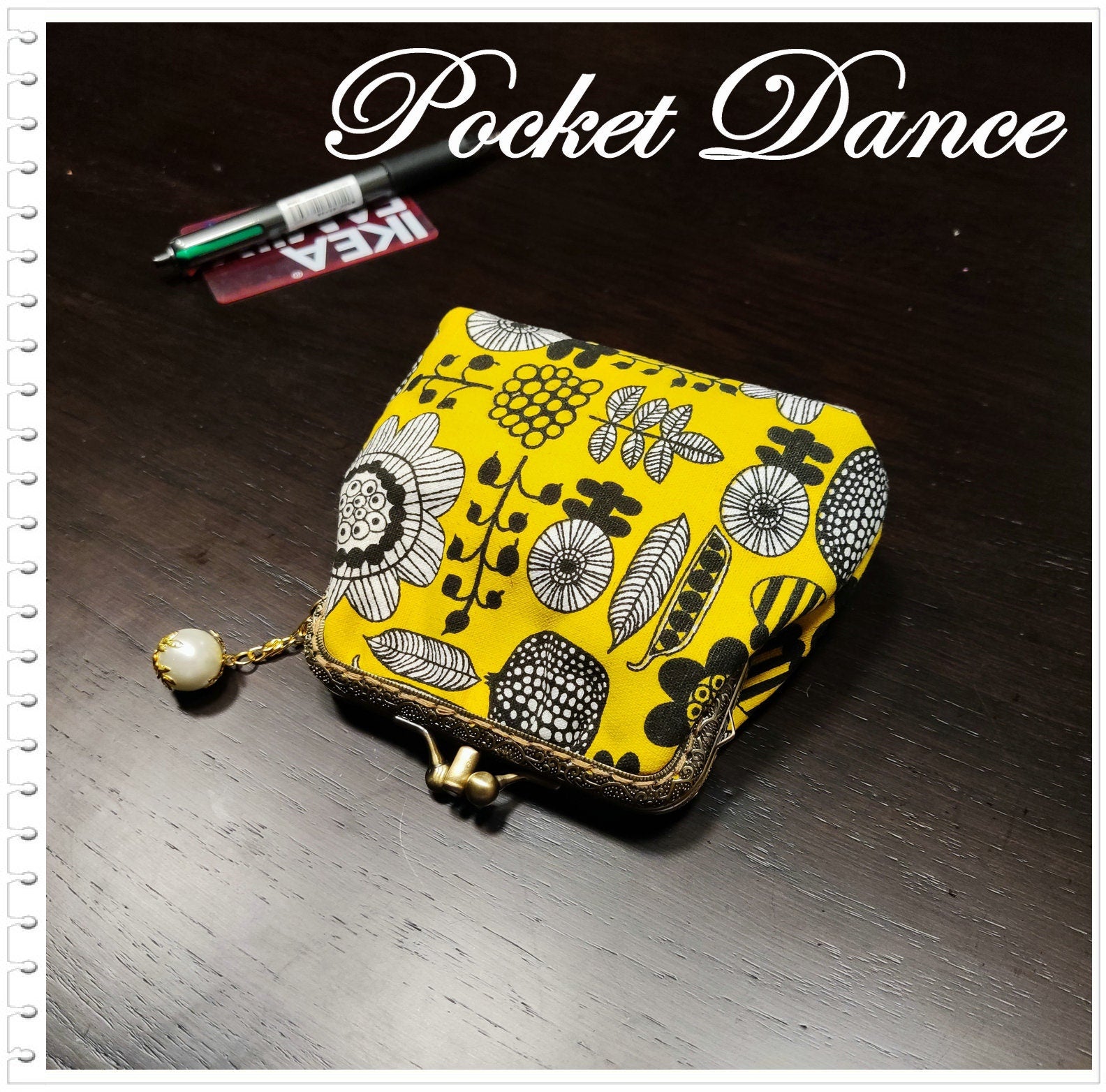 Handmade Floral Kiss Lock Coin Purse: Yellow Wallet Clutch