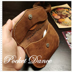 Handmade Rose Engraved Leather Coin Purse: Small Card Wallet