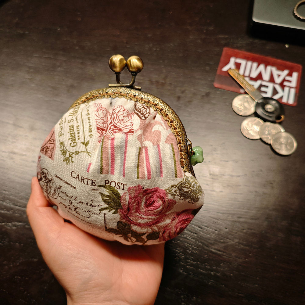 Handmade Pink Rose and Butterfly Pouch